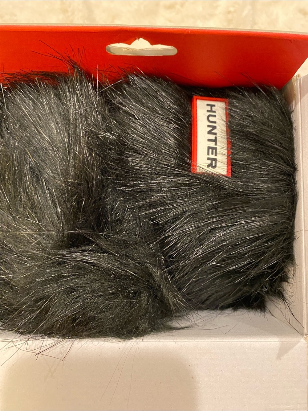 Hunter Black Faux Fur Cuff Boot Socks size Large tall - Picture 5 of 6